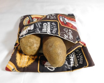 Microwave Potato Bag, Coffee time, square baked potato, kitchen accessory, unique gift, handmade item, microwave food, easy to use, baking