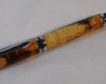 Beautiful Handcrafted Two Piece Sedona Rollerball in Silver with Oak Burl & Resin Hybrid and CA finish, Stylish, Beautiful, custom made, 485