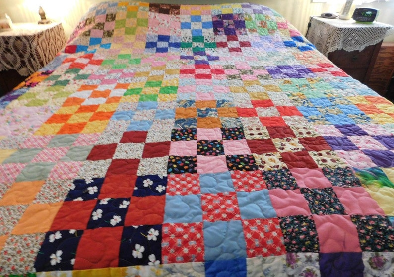 Handmade Double 9 Patch Quilt Handcrafted Custom Made - Etsy