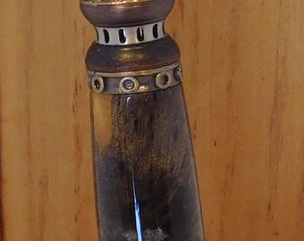 Steam Pump Pen, Dyed Burl, Antique Brass, Industrialized Steampunk Writing Instrument
