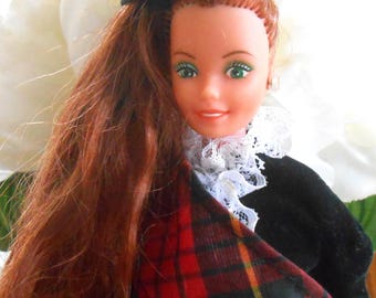 Poupée Barbie écossaise Mattel, #3263, Ecosse, vintage 1980, avec boîte d'origine, Pays du monde, poupée tendance