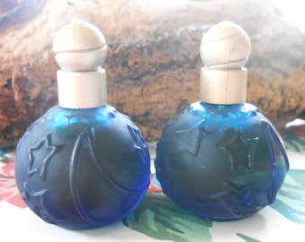 RARE Sun Moon Stars 1/8oz Miniature Parfum Pair Original Formula True Perfume Midnight Blue Bottles 1990&#39;s Unboxed