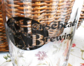 Horseheads Brewing Pint Beer Glass Black Logo New York Brewery