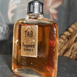 Rare Fragonard Grasse T.A.B. True Perfume Miniature Parfum Vanity Collectible .25oz Black Cap Gold Label