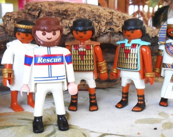 8pc Set Playmobil Toy Figures Egyptian Pharoah Soldiers Geobra Rescue Diver Egypt Tunic 1990's