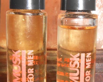 RARE Pair of Original Avon Musk for Men Cologne .25oz Collectible Fragrance Miniature Bottle Set 1990's