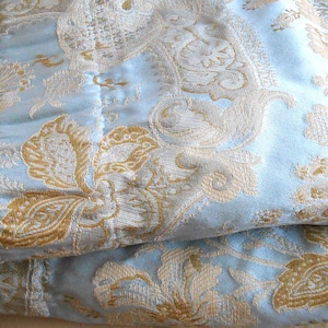 Croscill Napoleon Blue Gold Jacquard Window Valance Set 90x16" Lustrous French Country