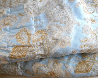 Zestaw zasłon okiennych Croscill Napoleon Blue Gold Jacquard 90x16 cali, lśniący, francuski styl rustykalny