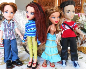 MGA Bratz Boyz Twinz Funk Out Eitan Koby Cloe Roxxi 1st Edition Doll Set of 4 with Outfits 2001-2004