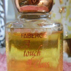 Vintage FABERGE A Touch of Class Cologne .5oz/14.8ml splash Perfume Mini Collectible Distinctive Round Bottle