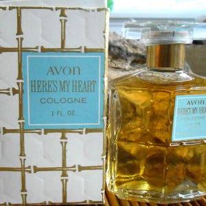 Original Avon Here's My Heart Cologne 1oz 1980's Classic Fragrance Collector's Bottle Boxed