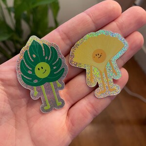 Lot de 2 stickers pailletés, feuilles
