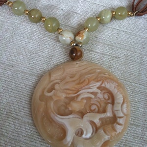 Carved Coral Pendant Vintage HOBE Necklace image 2