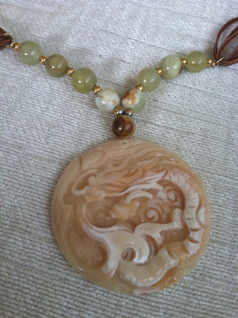 Carved Coral Pendant Vintage HOBE Necklace image 2