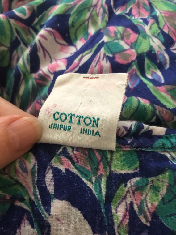 Lush Green Pink Floral Print on Navy Soft Cotton … - image 9
