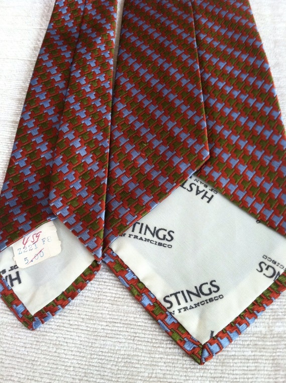 Amber Olive and Sky Blue Diagonal Stripe Vintage … - image 3