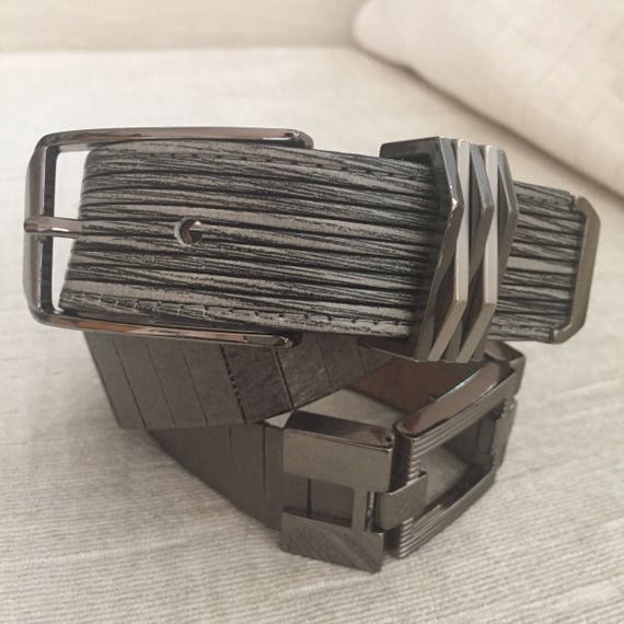 Black Silver Gray Modern Metal Leather Vintage SIMON Trouser  display picture 1