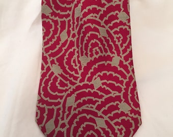 Diamonds are Forever Taupe on Bright Red Silk Vintage GIORGIO ARMANI Necktie