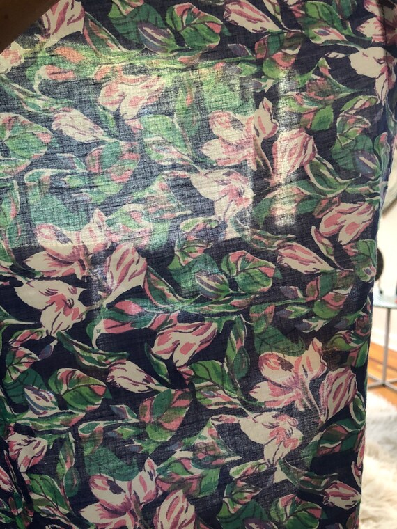 Lush Green Pink Floral Print on Navy Soft Cotton … - image 7
