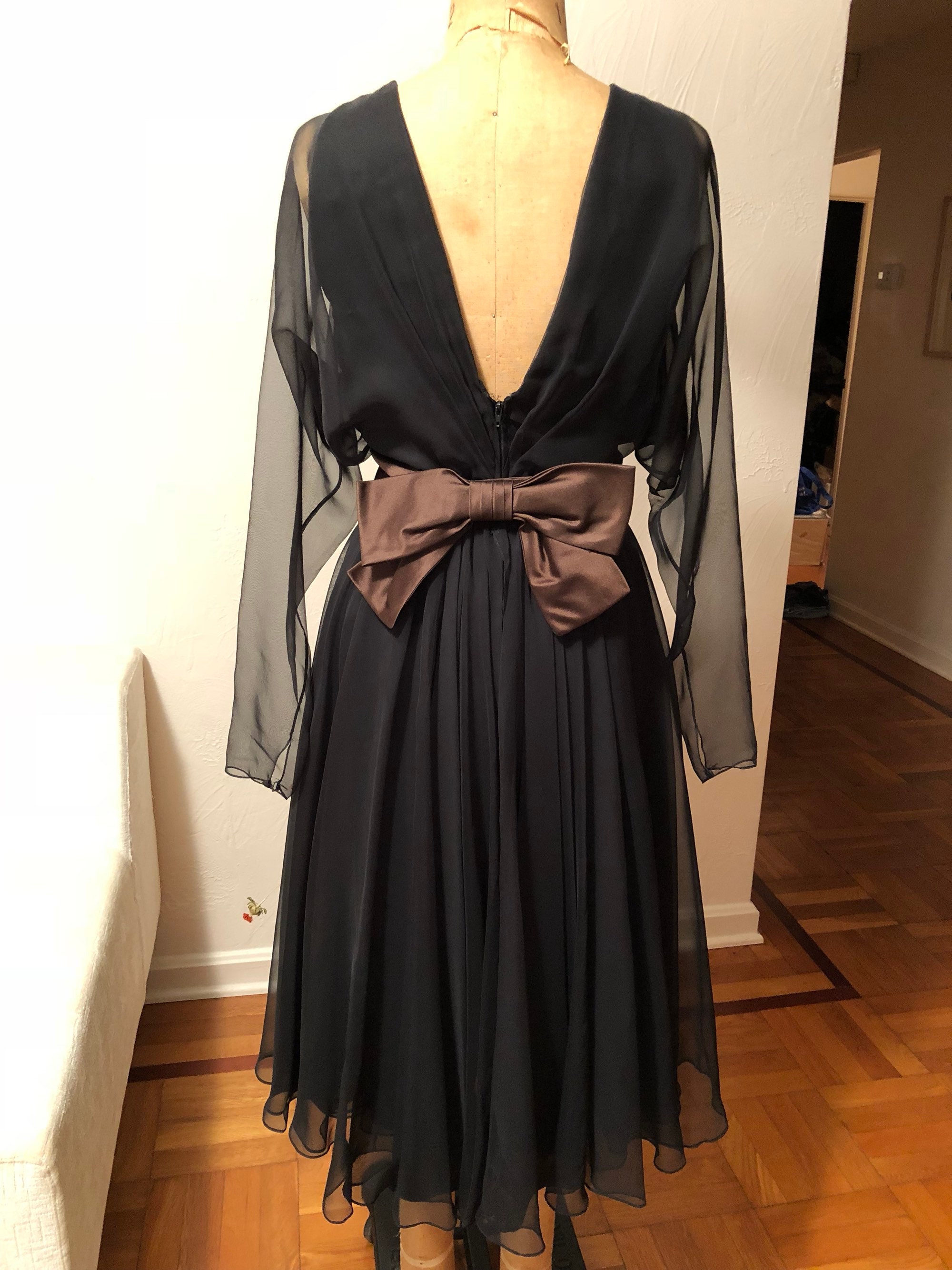 1960's Black Chiffon ESTEVEZ Vintage Cocktail Dress With - Etsy