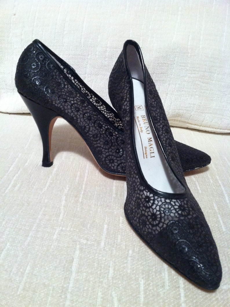 Black Lace Vintage BRUNO MAGLI Pumps 7.5 NOS - Etsy