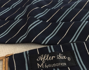 Baby Blue zijde en zilveren metalen Diagonal gestreept marineblauw wollen Vintage na zes door Rudofker Cummerbund