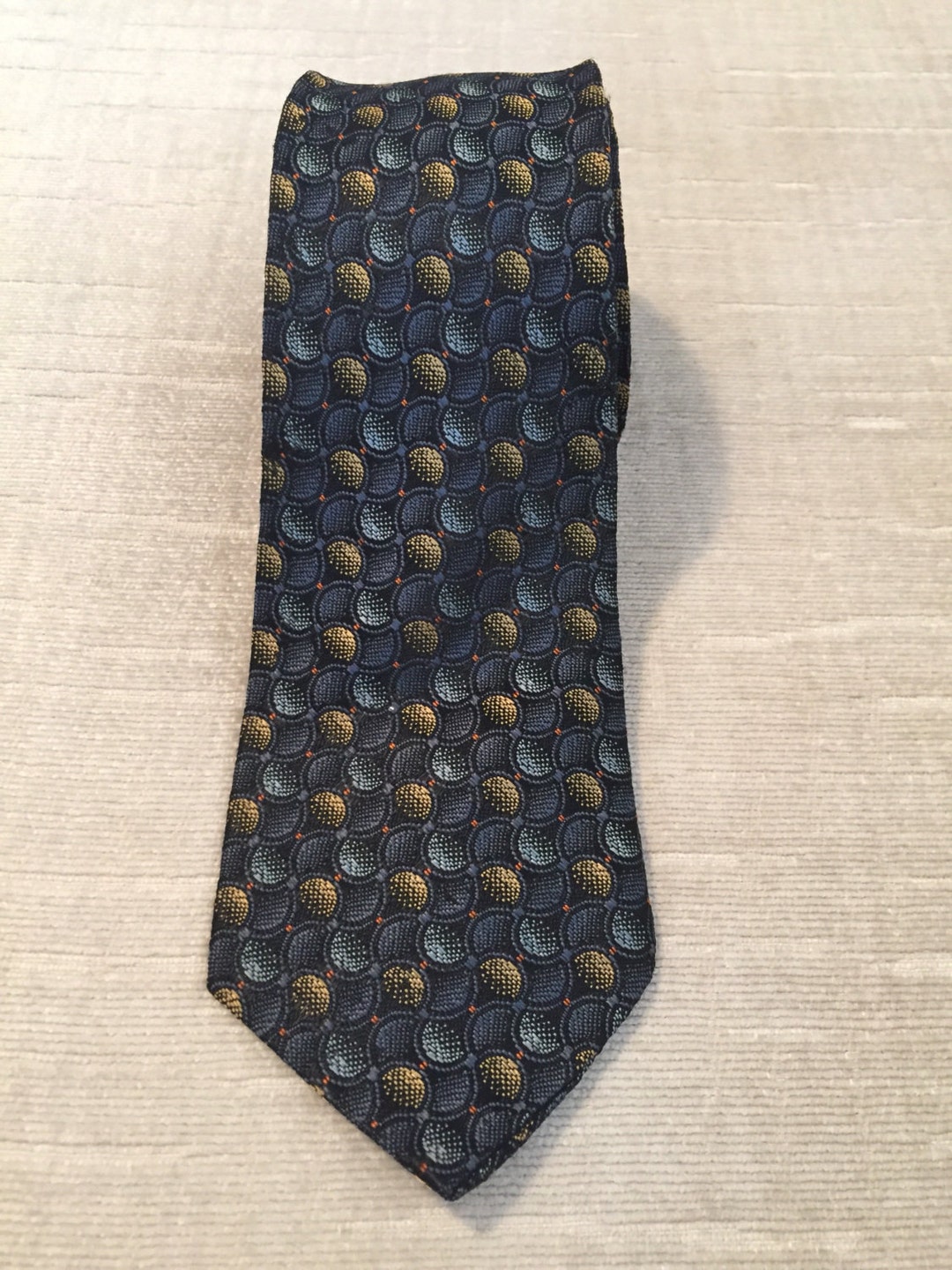 Blue and Gold Swirl Rayon Vintage RHODIA Italia Necktie - Etsy