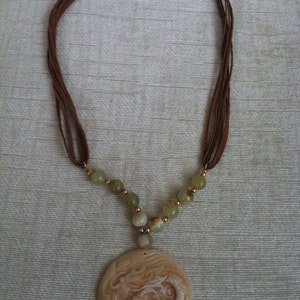 Carved Coral Pendant Vintage HOBE Necklace image 4