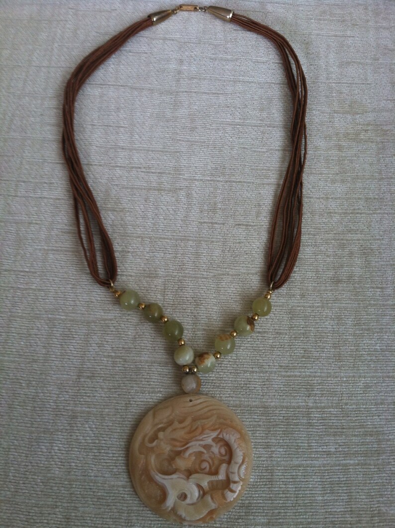 Carved Coral Pendant Vintage HOBE Necklace image 4