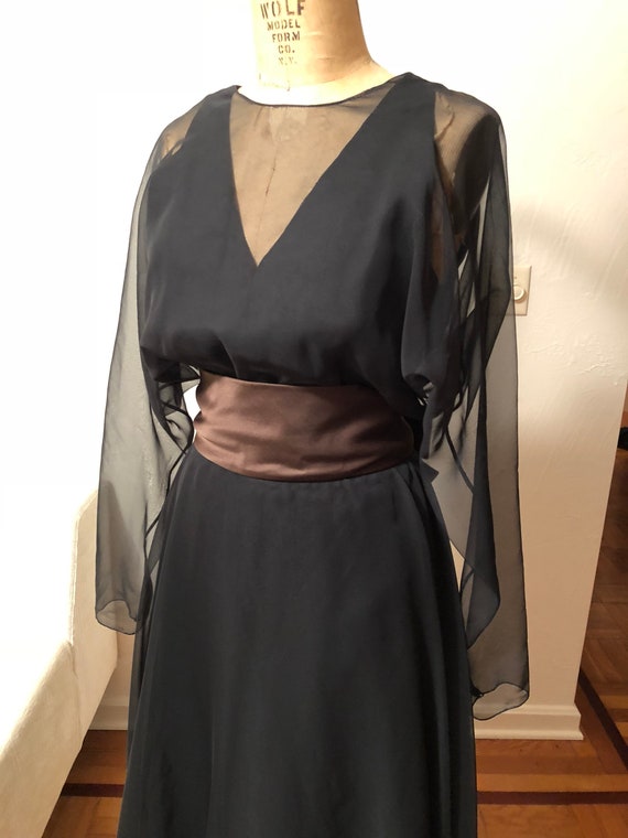 1960's Black Chiffon ESTEVEZ Vintage Cocktail Dre… - image 3