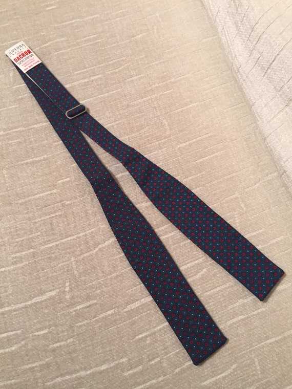 Red Squares on Blue Vintage SUPERBA Dacron Bow Ti… - image 3