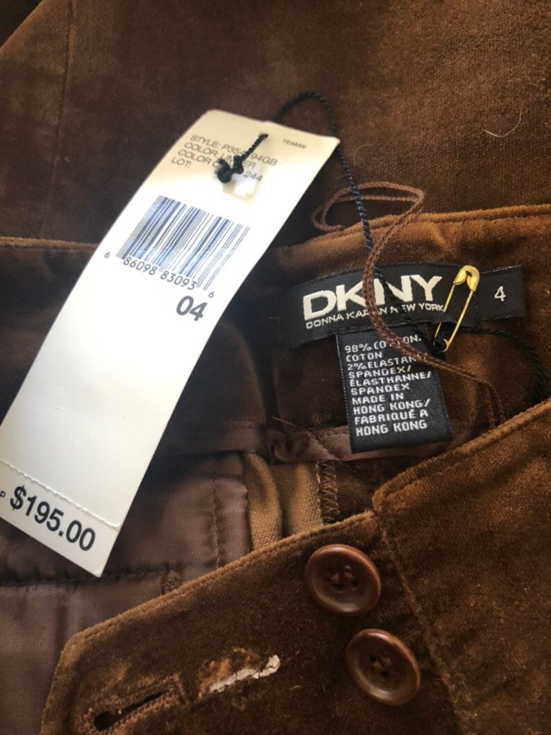 Brown Velvet Button Fly Button Cuff Vintage DKNY Riding Breeches Jodhpurs 4 NOS