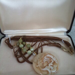 Carved Coral Pendant Vintage HOBE Necklace
