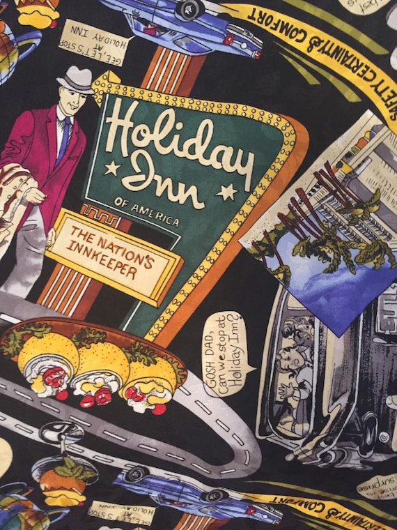 Large Fun Holiday Inn Print Silk Vintage NICOLE M… - image 1