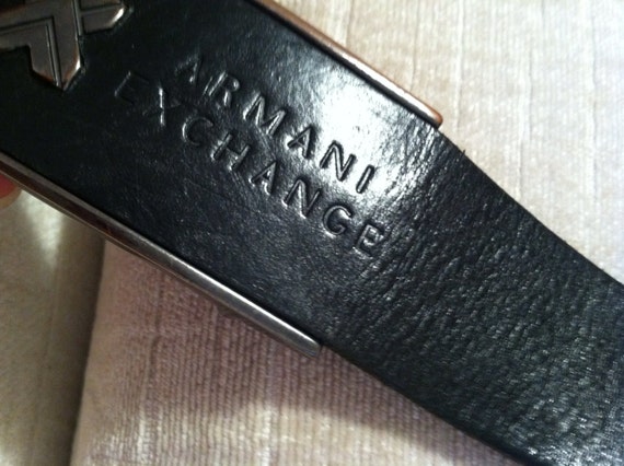 Black and Silver Vintage ARMANI EXCHANGE Mens Lea… - image 4