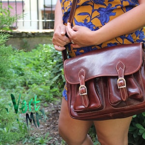Navona / Bolso bandolera de piel italiana / Maletín unisex hecho a mano / Cartera para portátil personalizada