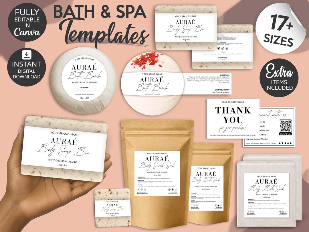 Bath Product Label Templates Bundle, Soap Labels, Pouch Label Design ...