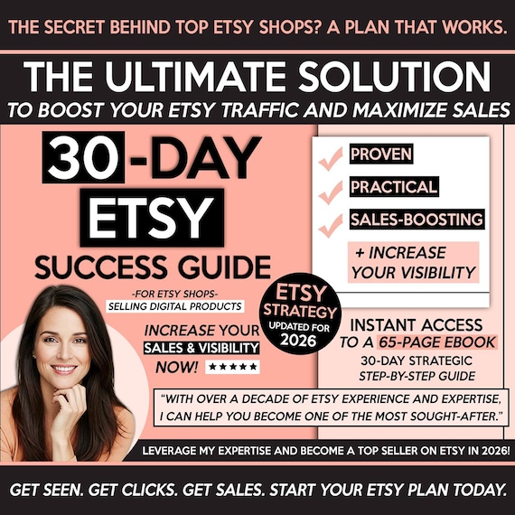Sell On Etsy 2026, Etsy Best Seller Strategy Business Planner eBook, How To Sell on Etsy Success Guide for Digital Products, 30Day Etsy Plan