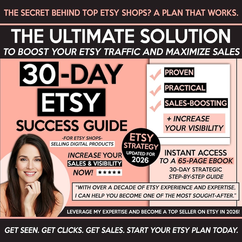Sell On Etsy 2026, Etsy Best Seller Strategy Business Planner eBook, How To Sell on Etsy Success Guide for Digital Products, 30Day Etsy Plan image 1