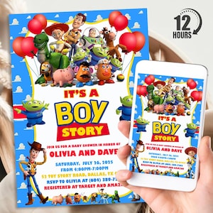 Toy Story Baby Shower Invitation, Personalized Boy Story Baby Shower Bundle, Digital Download And Printable Templates, Evite, Text Invite