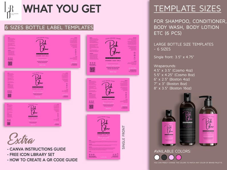 Bottle Label Example Text Cosmetic Bottle Label Templates, DIY Body Product Labels, Shampoo, Body ...