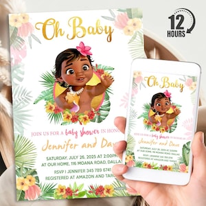 Moana Baby Shower Invitation, Personalized Baby Moana Baby Shower Bundle, Digital Download And Printable Templates, Evite, Text Invite