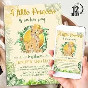 Nala Baby Shower Invitation, Personalized Lion King Baby Shower Bundle, Digital Download And Printable Templates, Evite, Text Invite