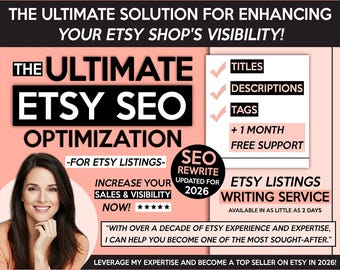 Etsy SEO 2026 - Etsy SEO Help, Custom Listing, Tags And Keywords Research Optimization, Etsy Marketing Service, Etsy SEO Guide, Sell On Etsy