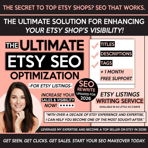 Etsy SEO 2026 - Etsy SEO Help, Custom Listing, Tags And Keywords Research Optimization, Etsy Marketing Service, Etsy SEO Guide, Sell On Etsy