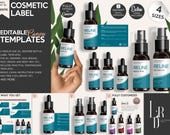Oil Dropper Bottle Label Templates, DIY Essential Oils Labels, 1oz, 2oz, 4oz, Hair Oil Design, Editable Cosmetic Packaging, Teal, RTB2