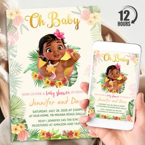 Moana Baby Shower Invitation, Personalized Baby Moana Baby Shower Bundle, Digital Download And Printable Templates, Evite, Text Invite