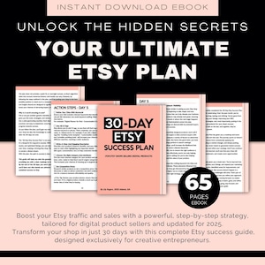 Sell On Etsy 2025, Etsy Best Seller Strategy Business Planner eBook, How To Sell on Etsy Success Guide for Digital Products, 30Day Etsy Plan
