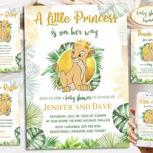 Nala Baby Shower Invitation, Personalized Lion King Baby Shower Bundle, Digital Download And Printable Templates, Evite, Text Invite