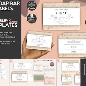 Soap Label Templates for Canva, DIY Printable Soap Bar Label, Custom Wrap Around Labels for Handmade Soap, Editable Cosmetic Packaging, ABW1